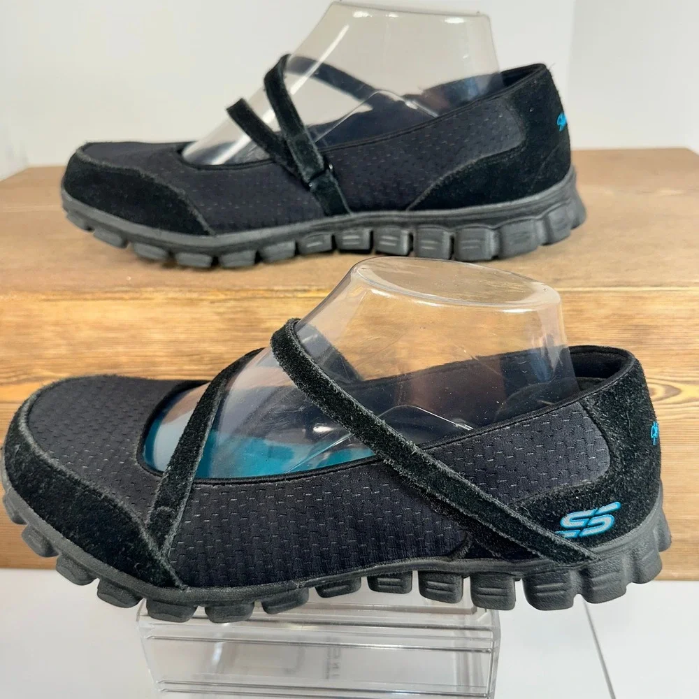 Skechers EZ Flex 2 Mary Jane Flats Womens 8 Black Sneakerina Comfort Balletcore